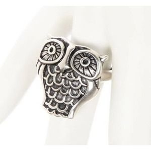 LUCKY BRAND Silver Tone Owl Ring Adjustable